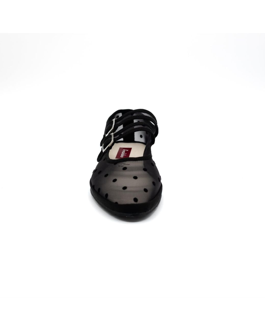 Gondolina Shoes Black Moretta Polka-Dot Mesh Double-Strap Mary Jane Shoes – Made
