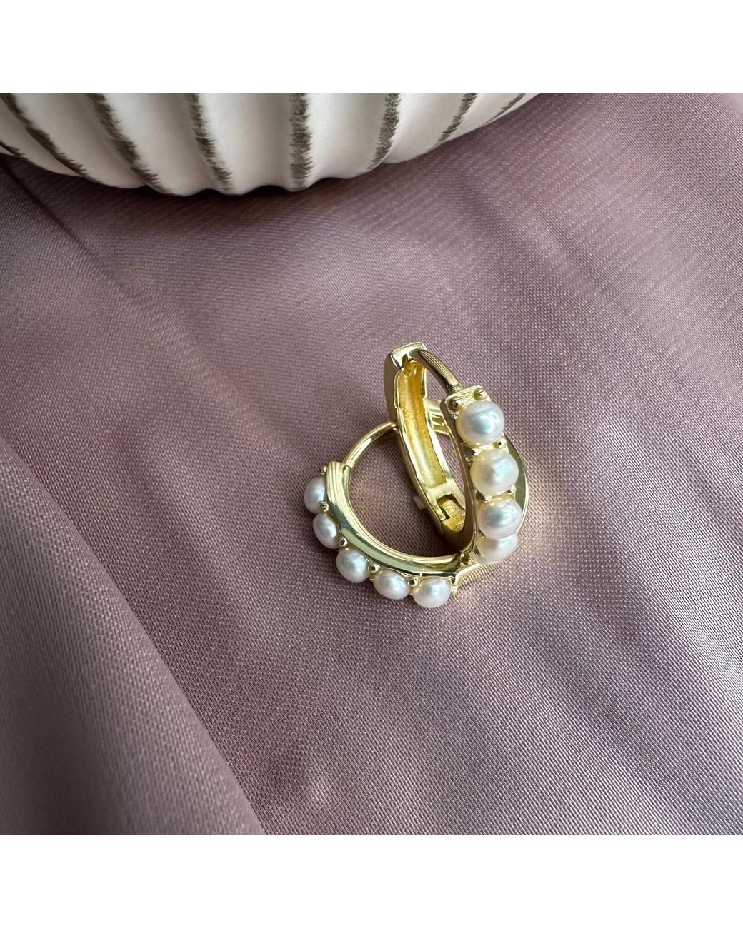 Clemence Wren Metallic Freshwater Pearl Contemporary Hoop Earrings
