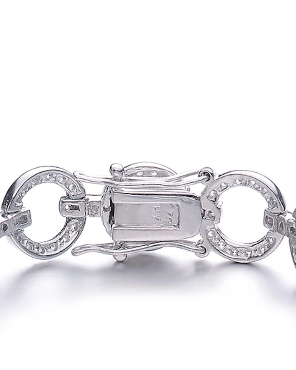 Genevive Jewelry Metallic Genevive Sterling Plated With Cubic Zirconia Circle Link Bracelet