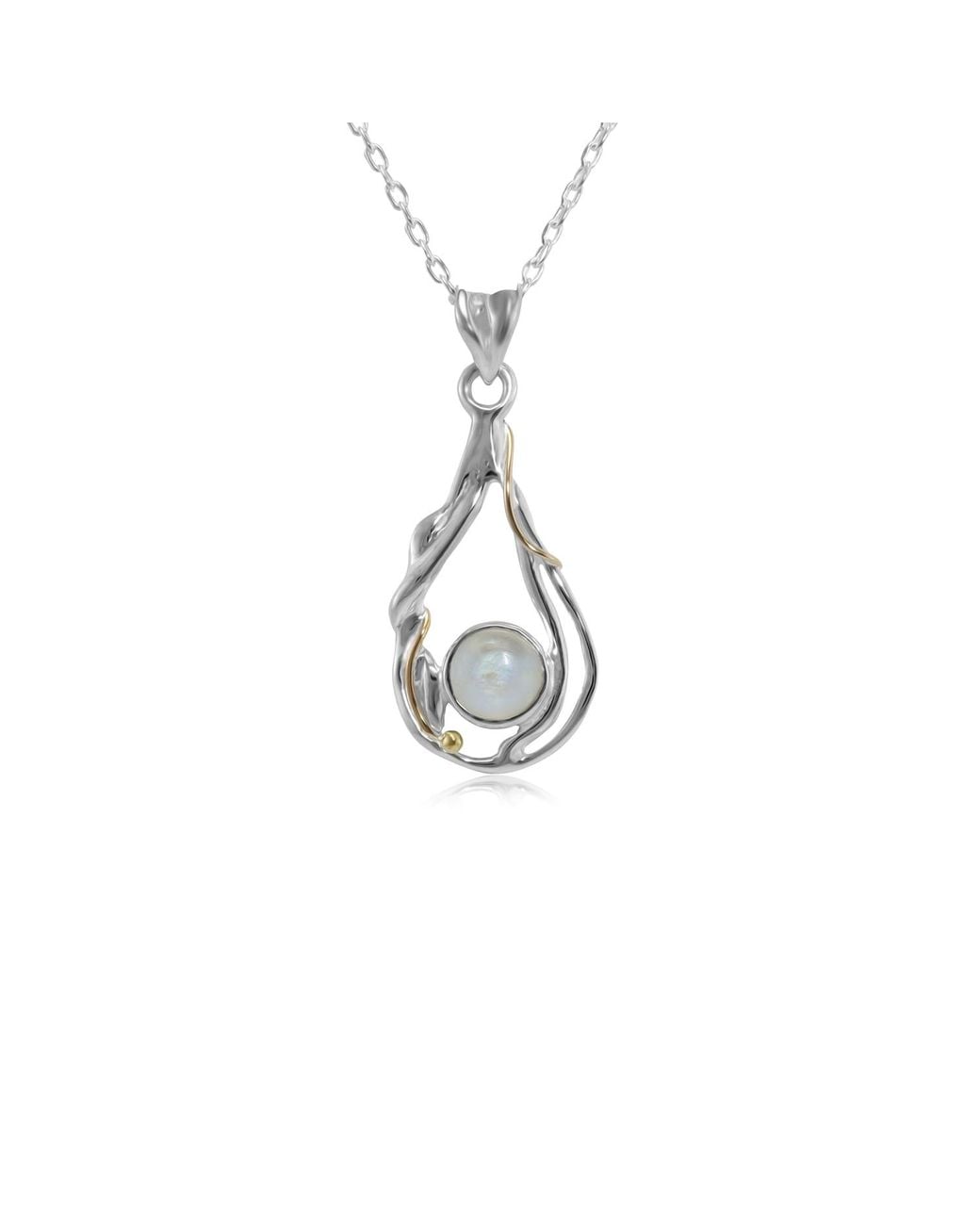 Isla Silver Metallic Teardrop Sterling Moonstone Pendant