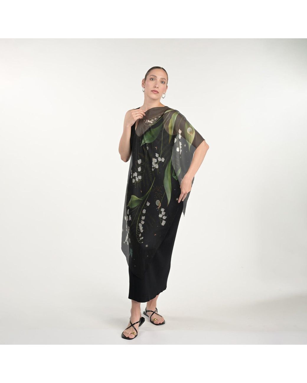 Silk&Soul Green Lily Of The Valley Silk Scarf