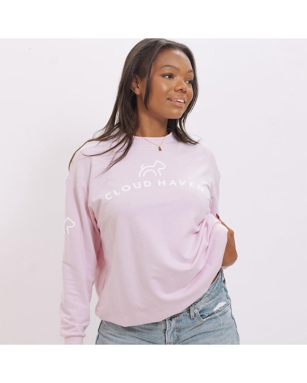 Cloud Haven Pink Boyfriend Logo Sweatshirt