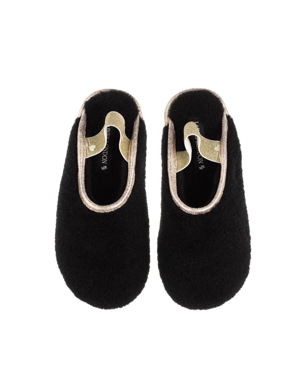 Laines London Black Flatform Cloud Slippers