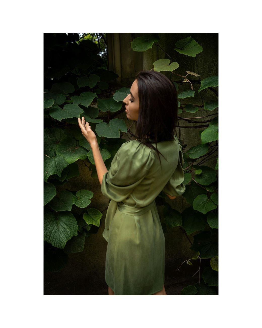 Femponiq Green Draped Vegan-Cupro Wrap Dress