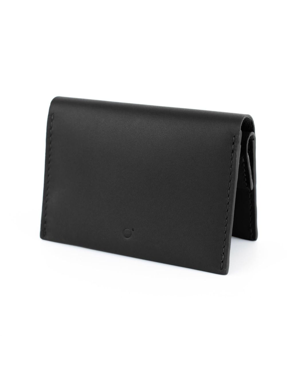 godi. Black Handmade Leather Coin & Card Wallet for men