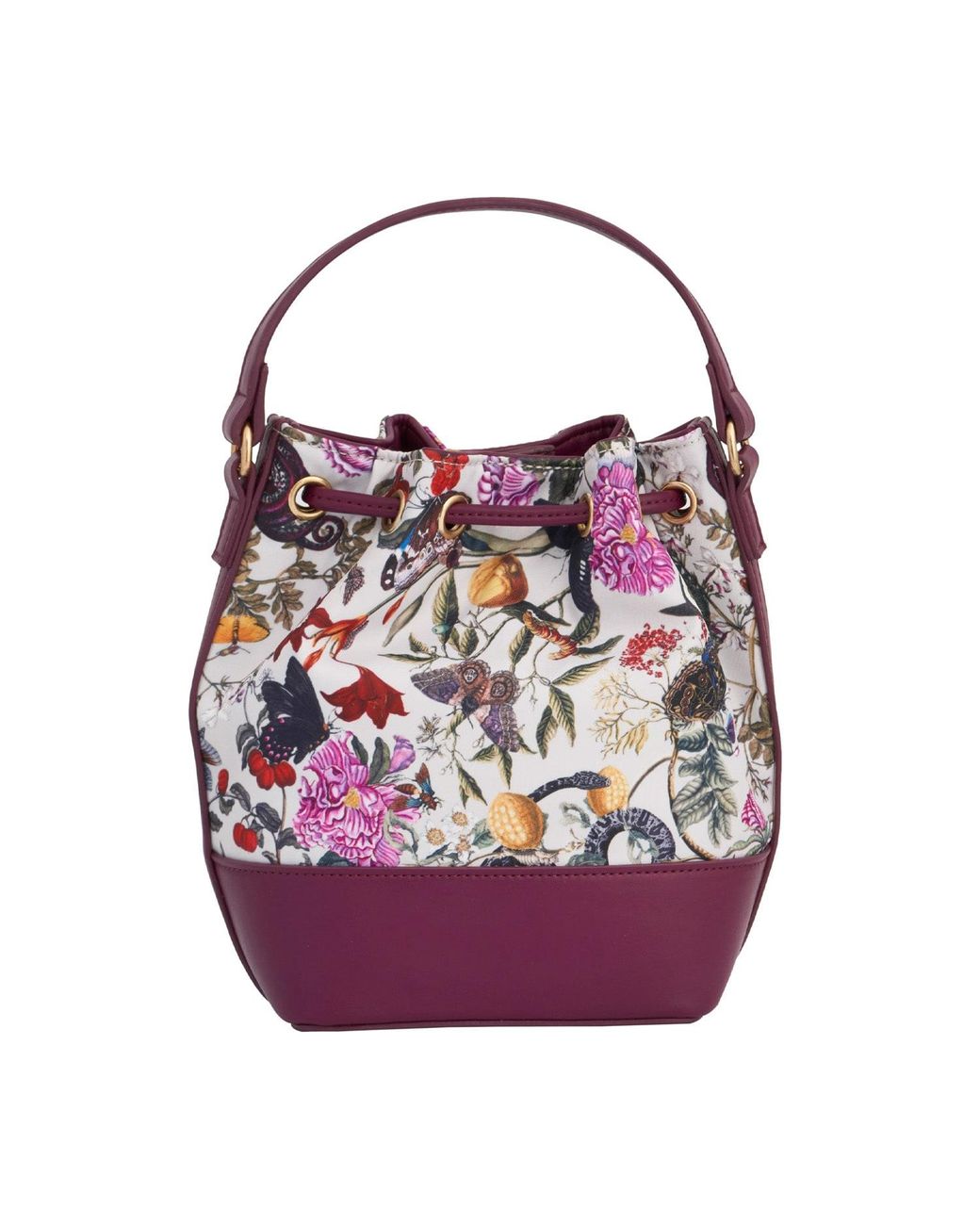 Fable England Purple X Natural History Museum Floral Engravings Bucket Bag