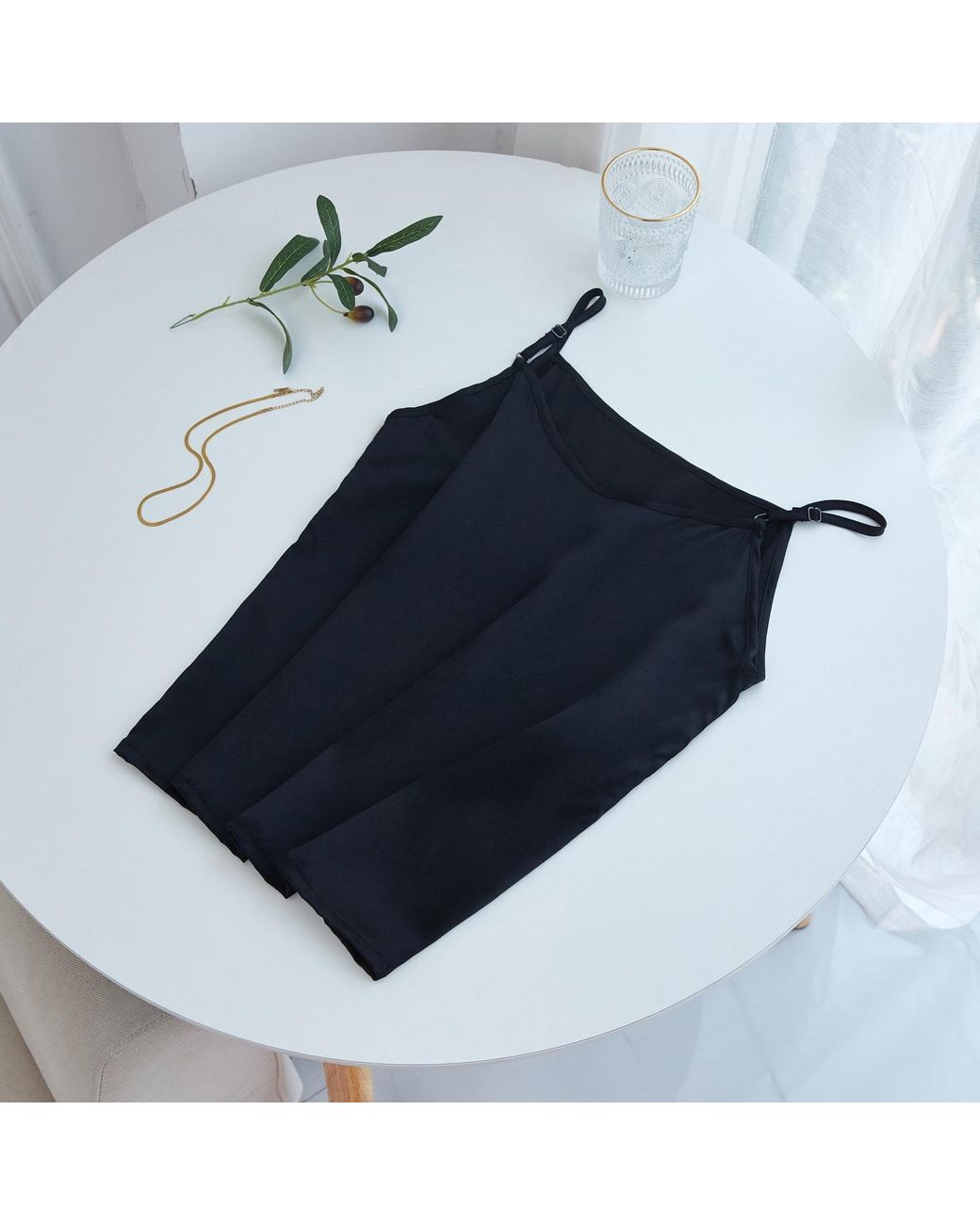 Soft Strokes Silk Black Pure Mulberry Silk Camisole With Adjustable Straps