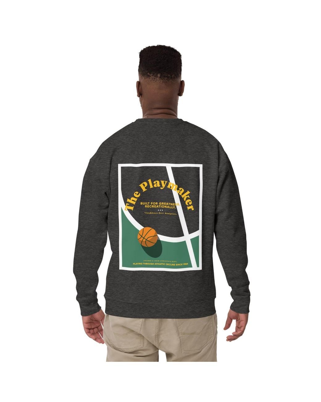 Anchor and Crew Gray Heather The Playmaker Basketball Club League Organic Cotton Sweatshirt for men