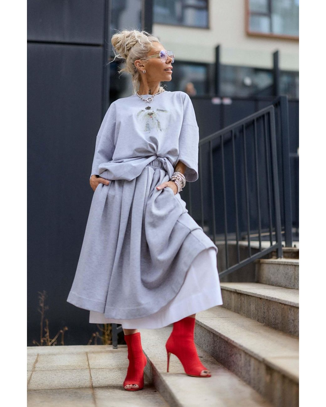 Clothes by Locker Room Gray Pleated Midi Skirt