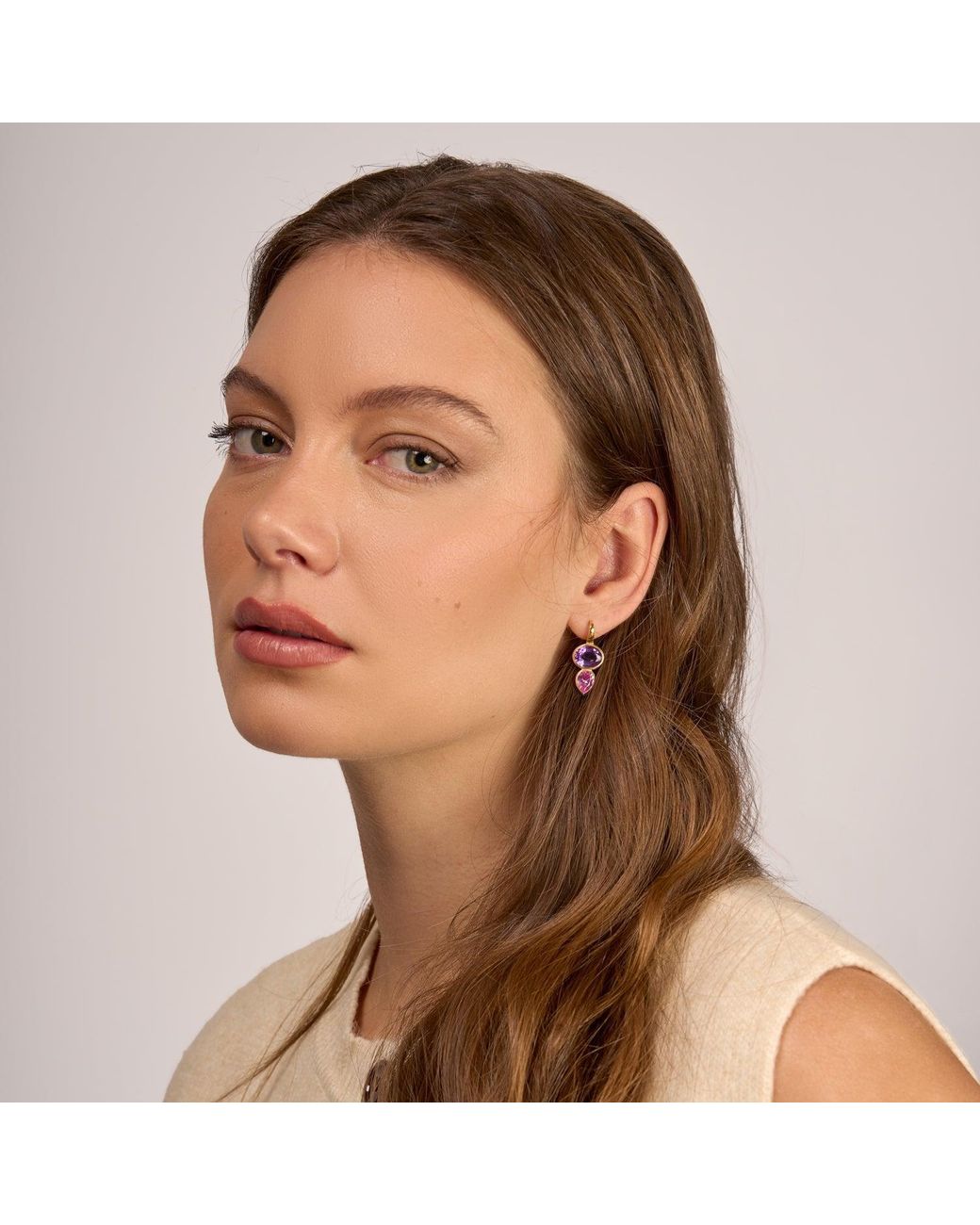 Dower & Hall Purple Amethyst & Topaz Tutti Frutti Earrings