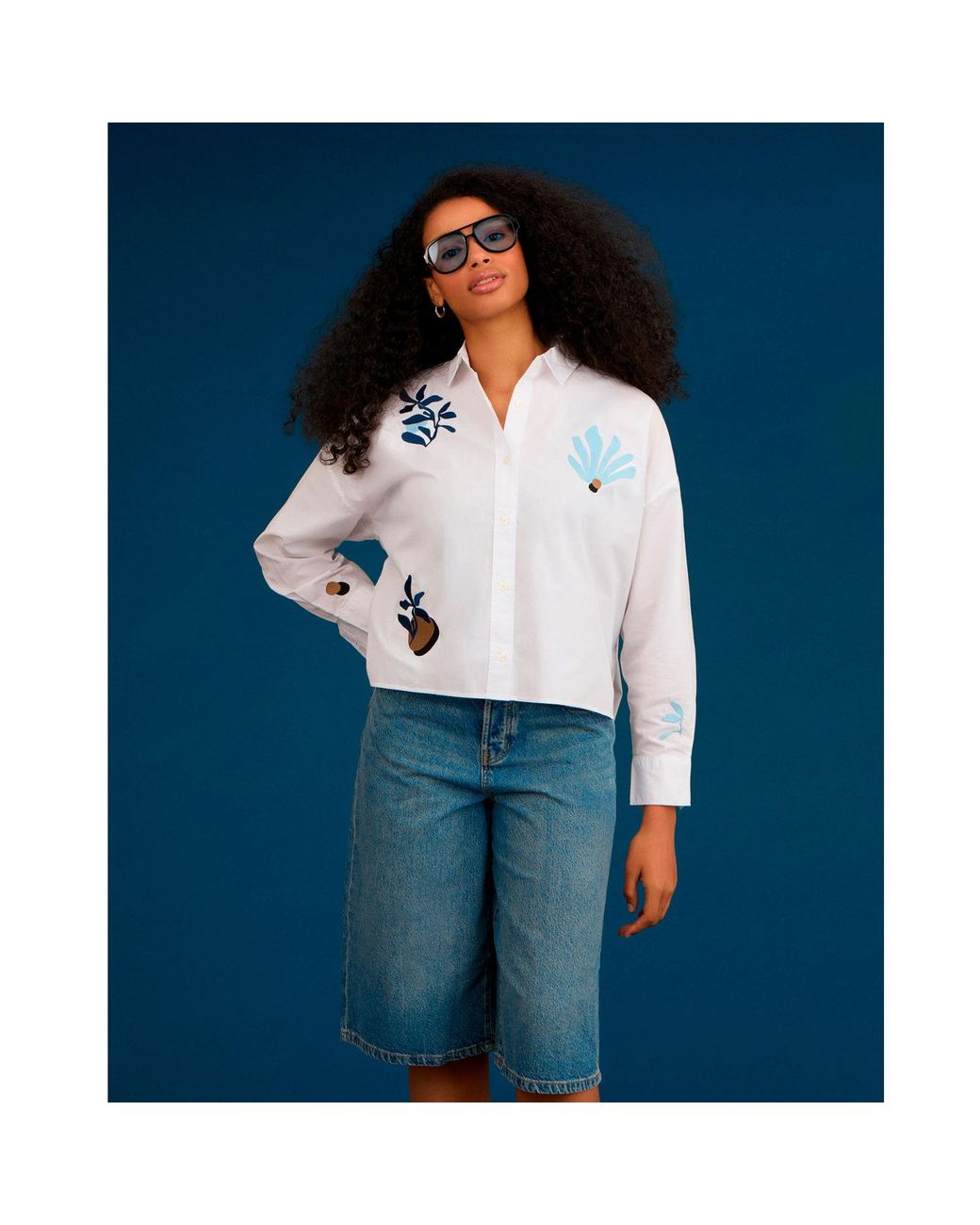 INGMARSON White Abstract Floral Organic Cotton Shirt