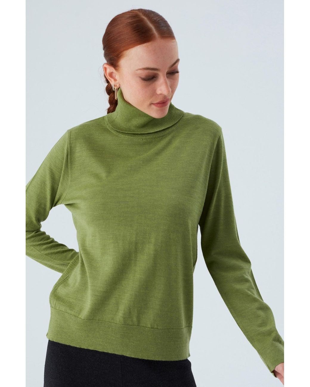 Peraluna Green Valeria Fine Turtleneck Pullover