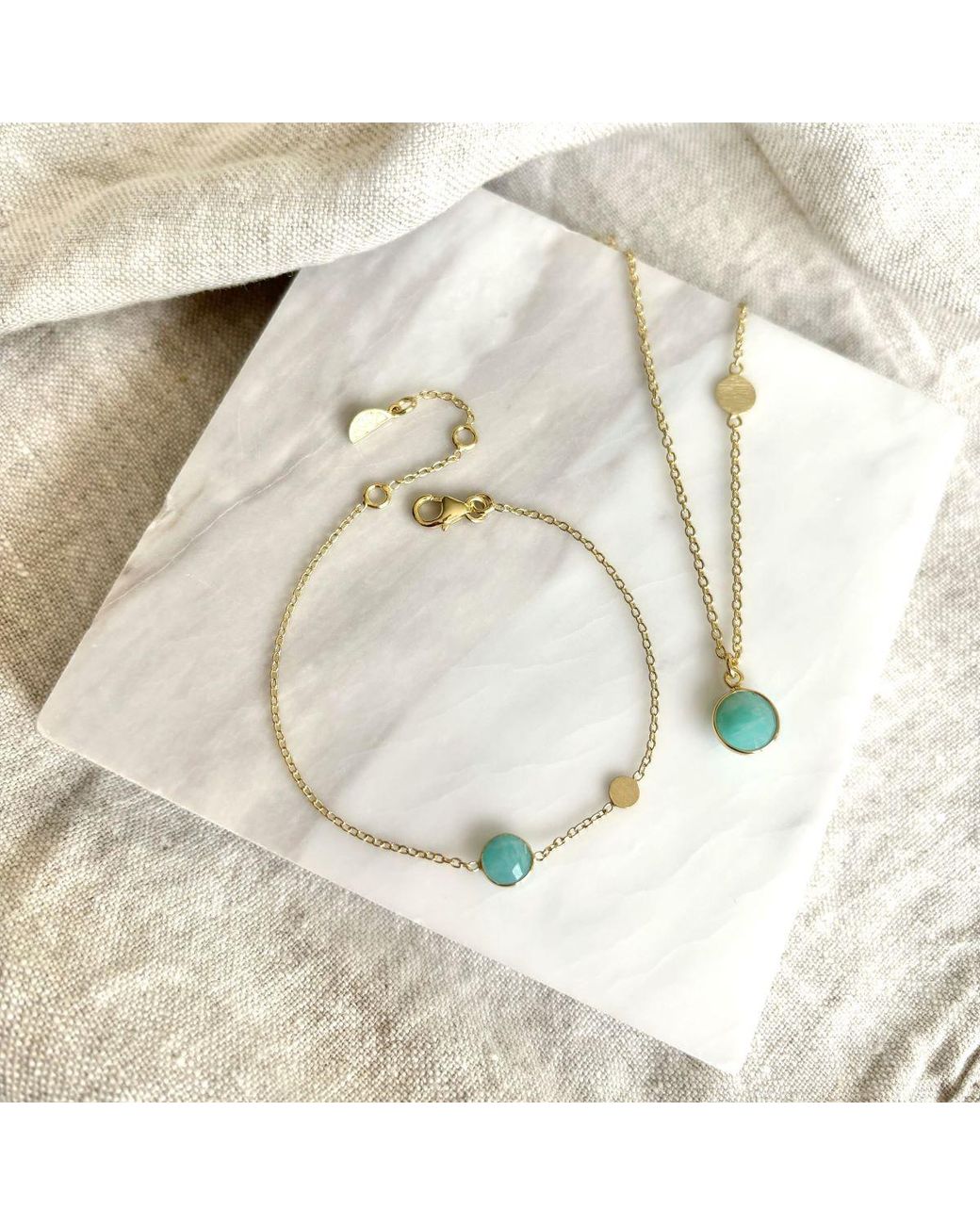 Auree Jewellery Metallic Salina Amazonite & Disc Bracelet