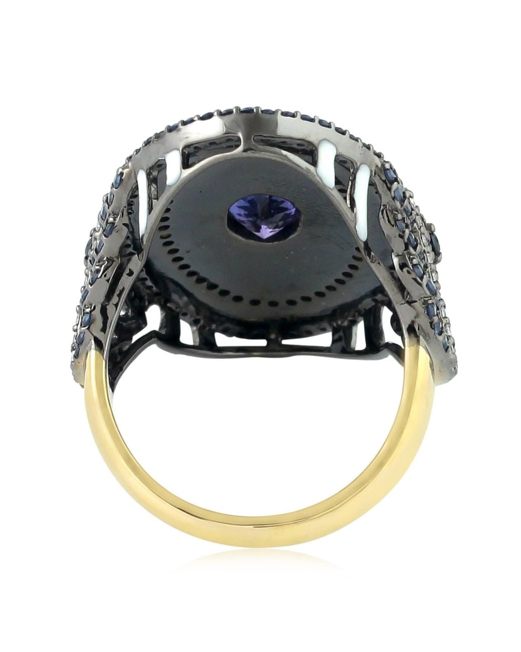Artisan Metallic 18K Oxidized & Tanzanite, Sapphire, Diamond & Enamel Statement Ring