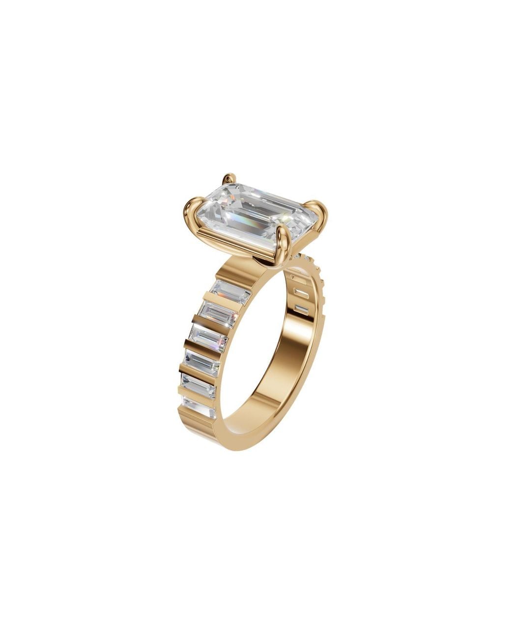 Aya Fine Jewelry Metallic 4 Carat Igi Certified Emerald Cut Lab Grown Diamond Engagement Ring