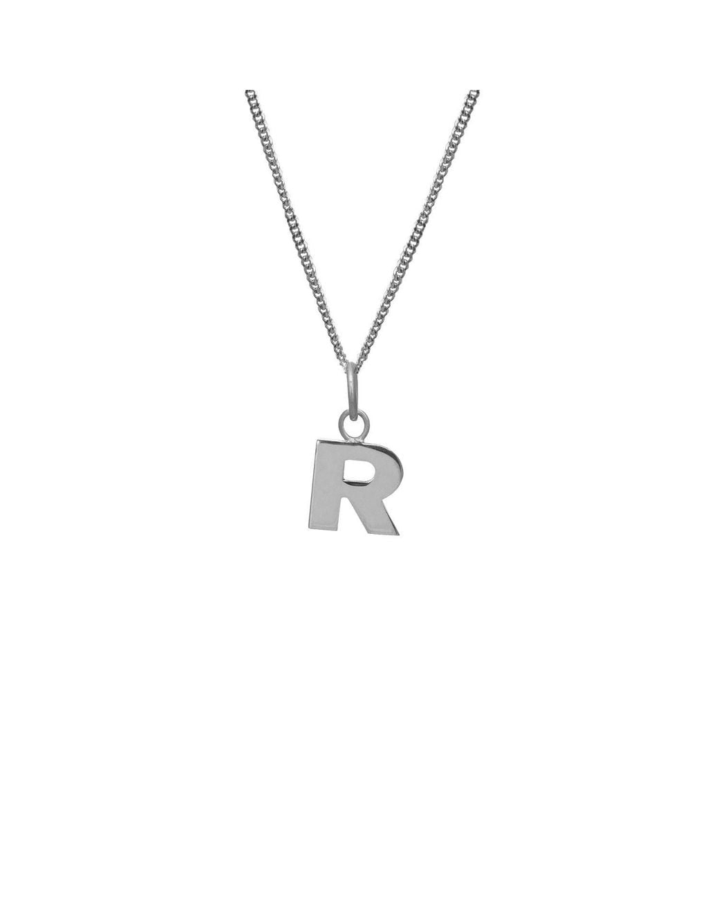 Edge Only Metallic Letter Pendant R Initial Necklace Sterling