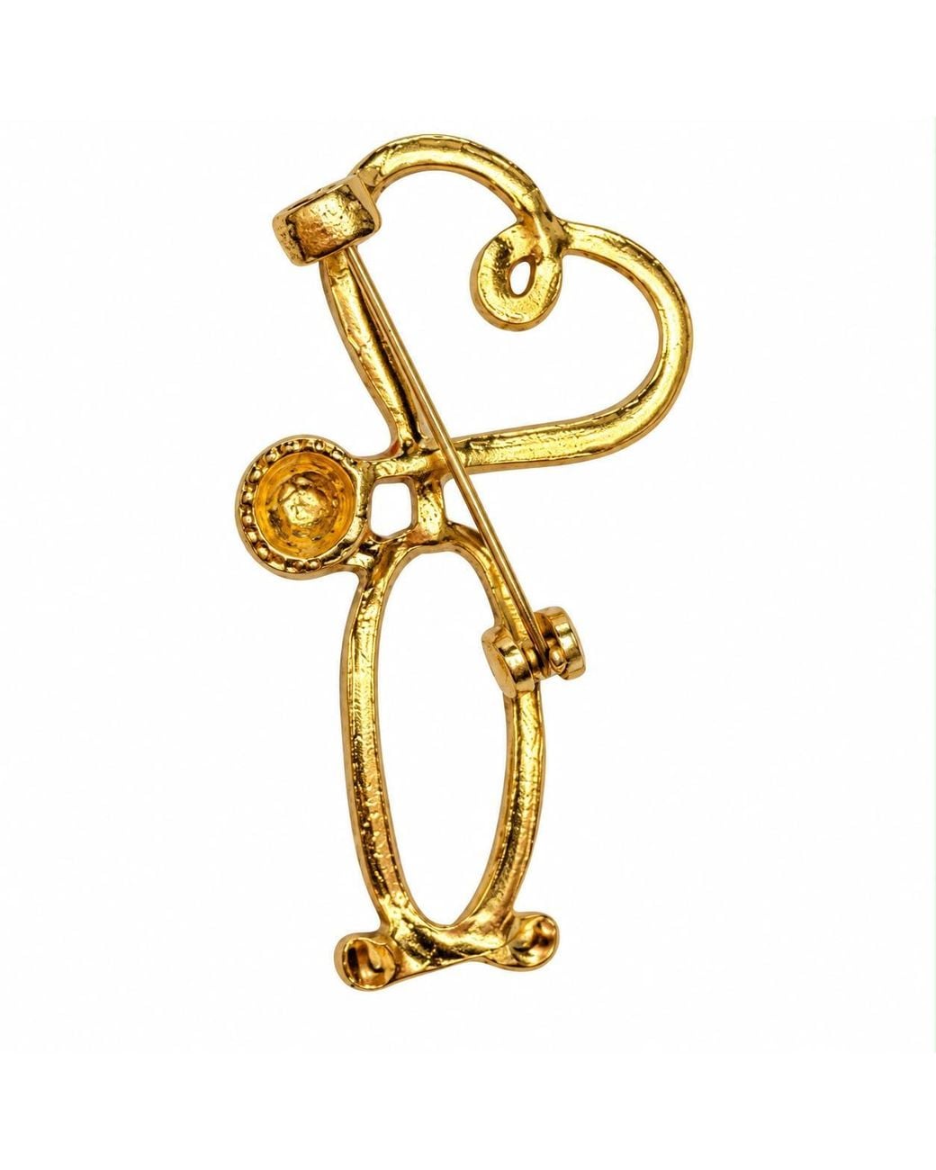 By Ozge Red Healing Heart Enamel Stethoscope Plated Brooch