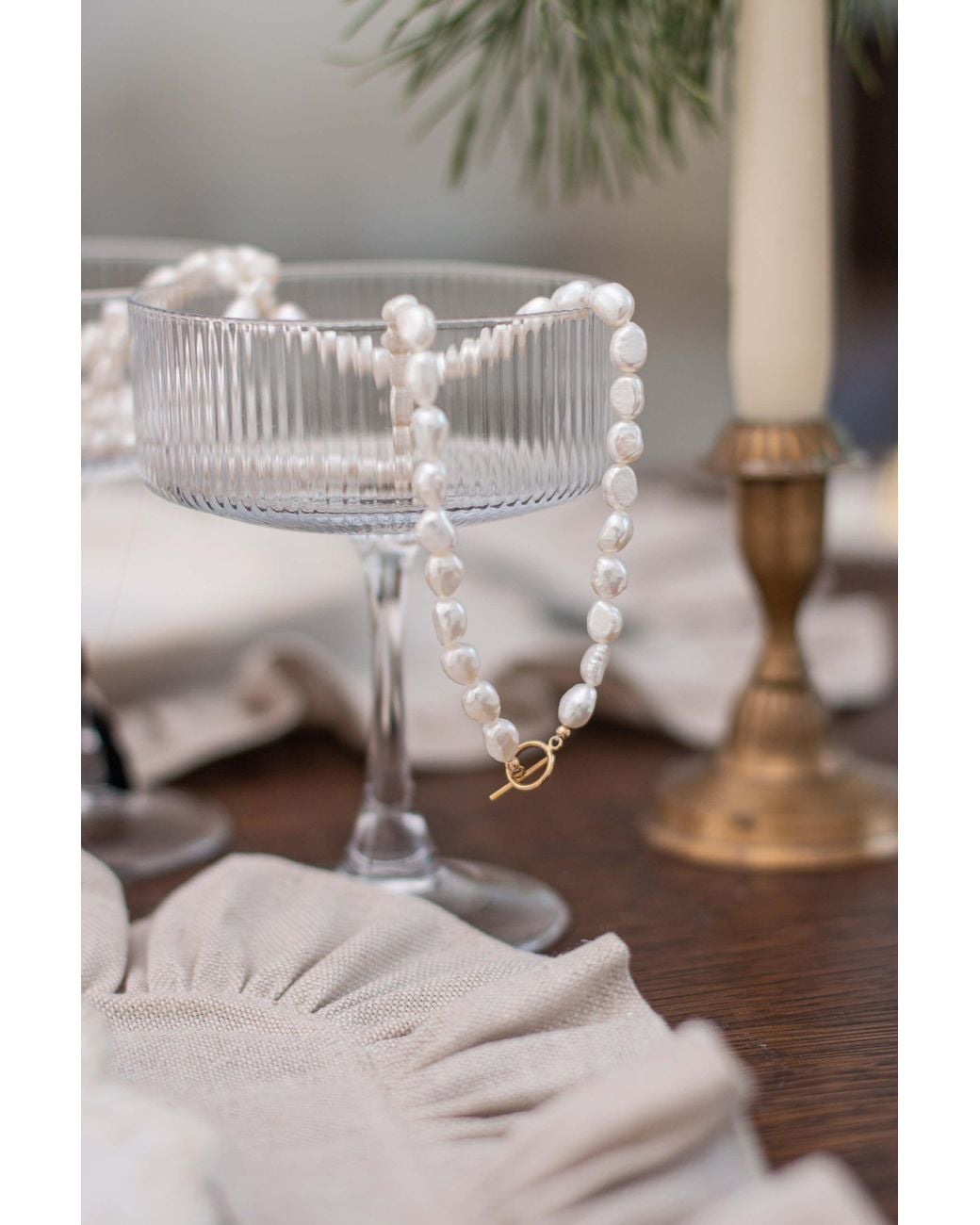 Katy Faye Metallic Chantal Pearl Necklace