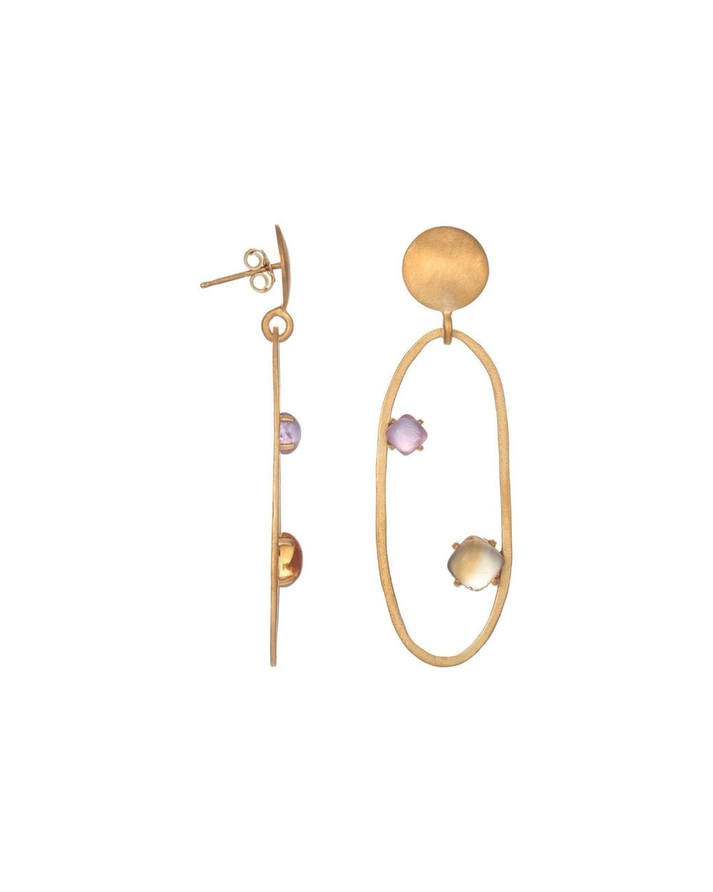 Genevive Jewelry Metallic Overlay Cubic Zirconia Accent Open Circle Earrings