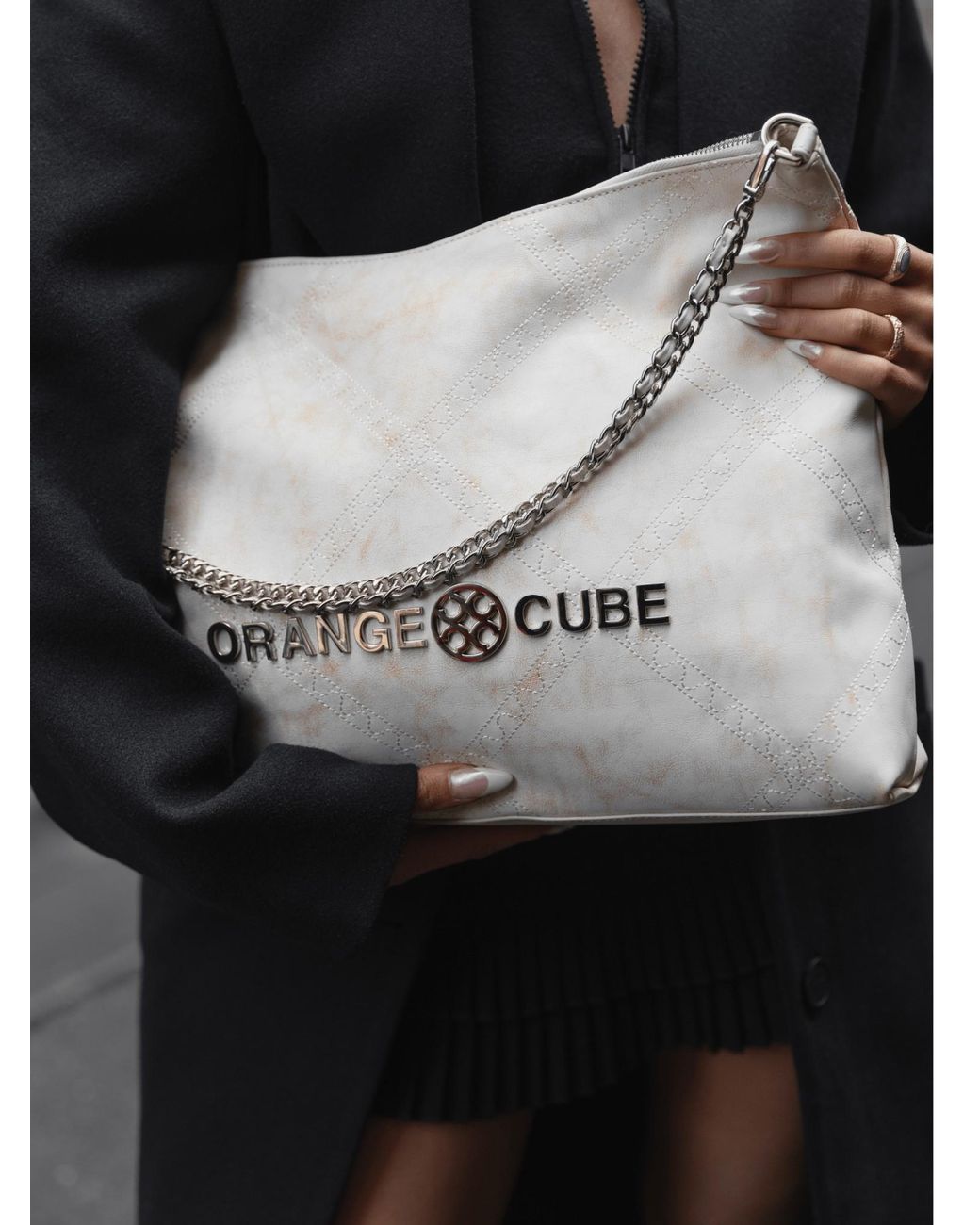 Orange Cube White Metropolitan Crossbody Bag