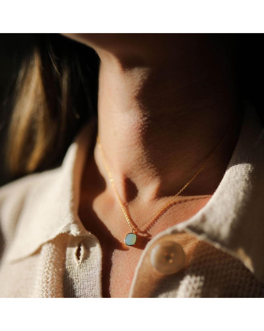 Auree Jewellery Metallic Brooklyn Gold Vermeil & Aqua Chalcedony Necklace