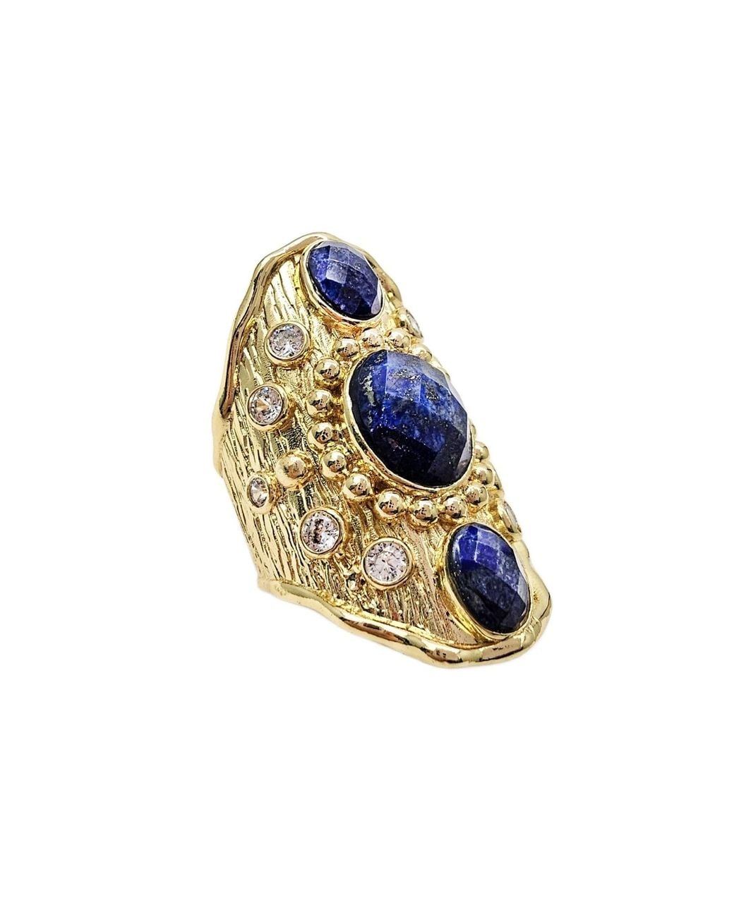 Farra Blue Lapis Stone Setting Statement Ring
