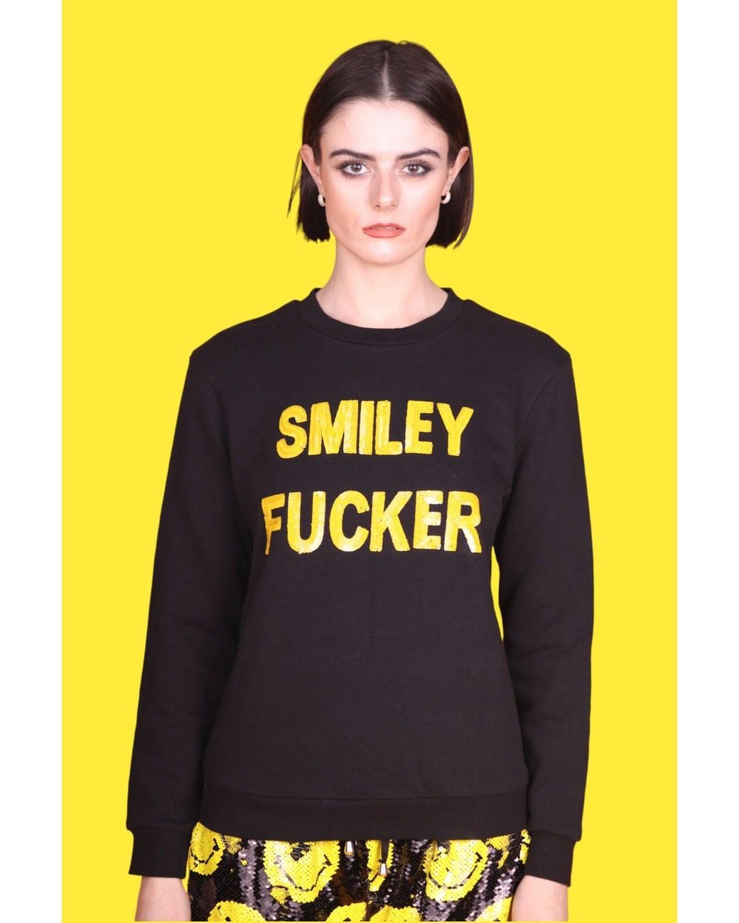 Any Old Iron Blue Sequin Smiley Fucker Sweatshirt for men