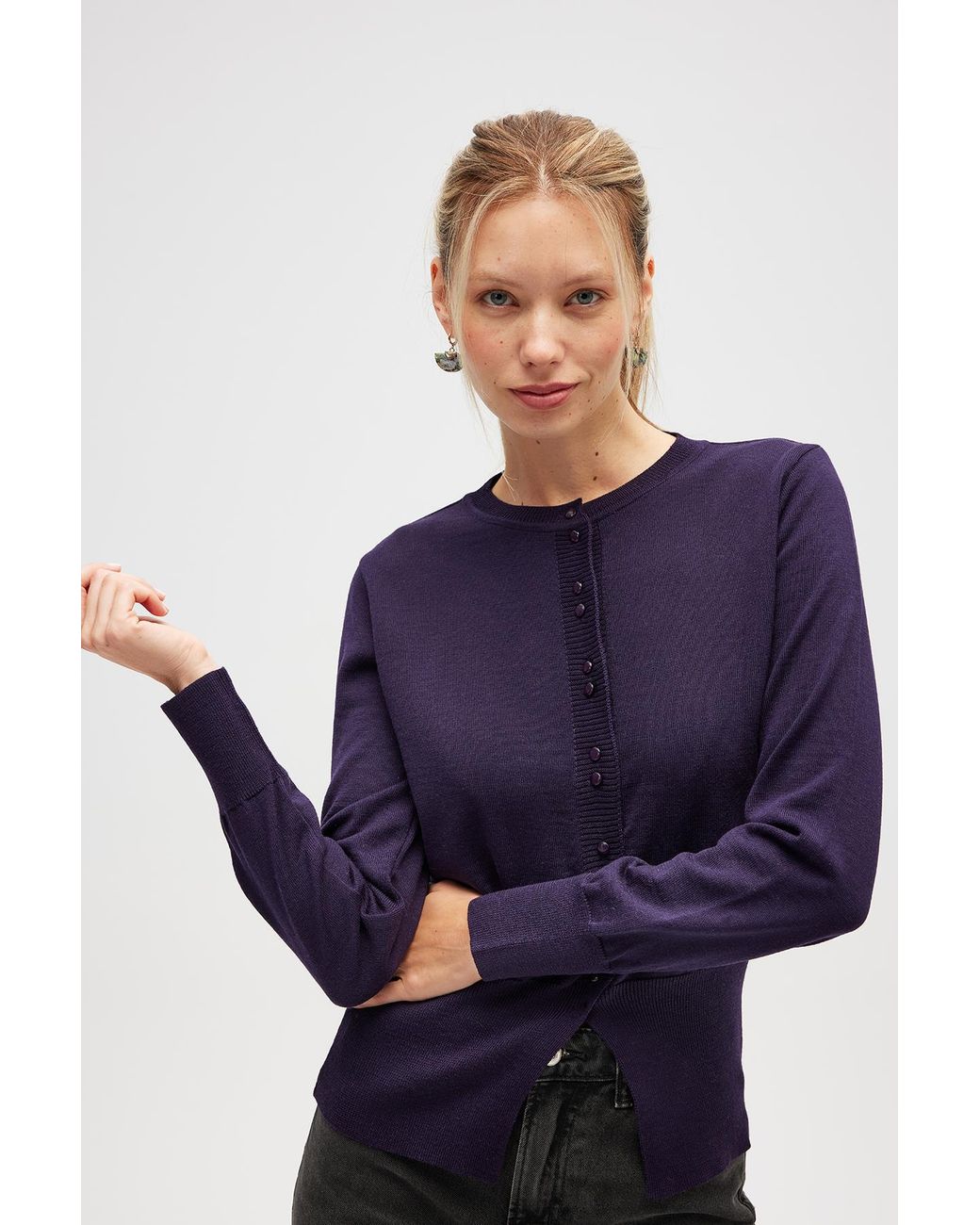 Peraluna Blue Ripley Steel Knit Cardigan