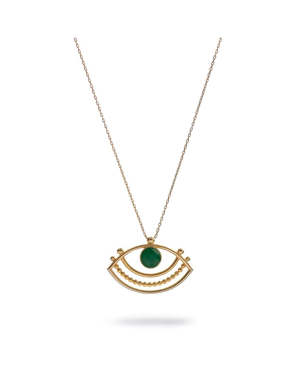 Ebru Jewelry Metallic Eternal Vision Emerald Eye Necklace