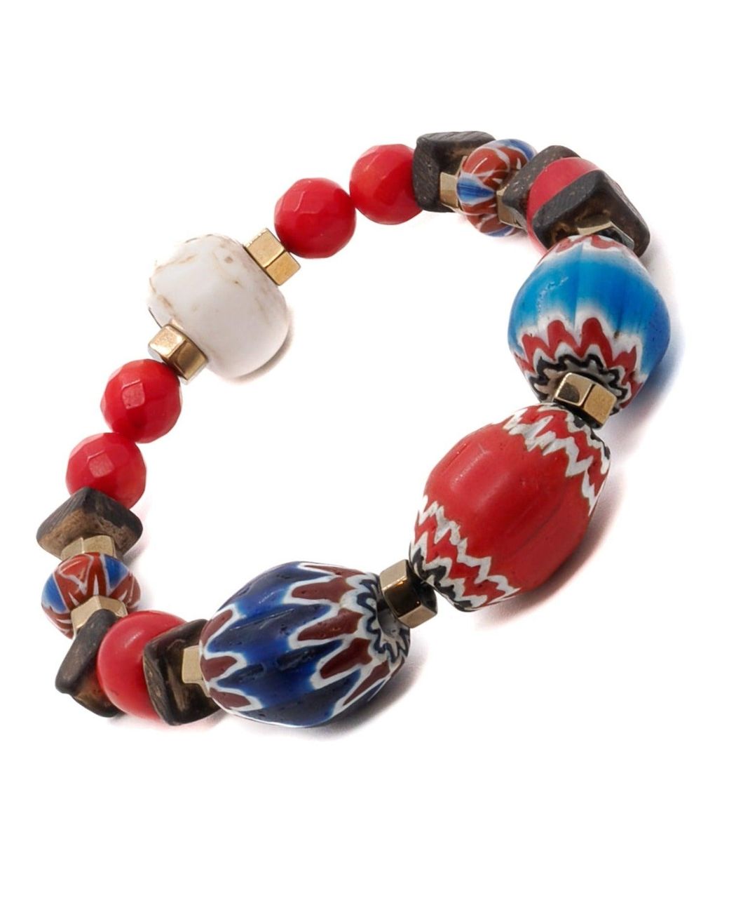 Ebru Jewelry Red Colorful Beaded Bohemian Bracelet