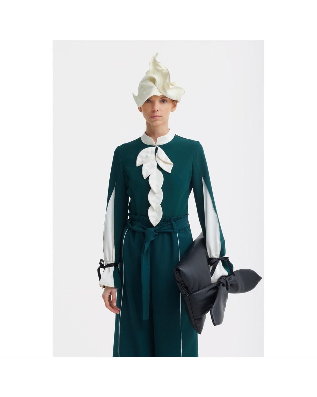 Julia Allert Green Elegant Fitted Blouse – Emerald