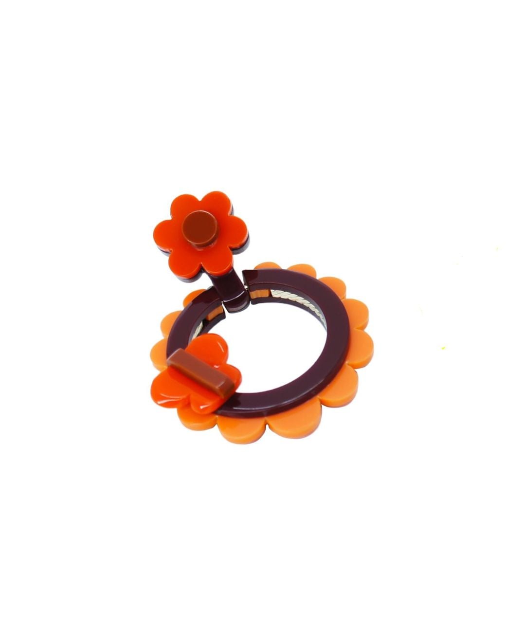 Gissa Bicalho Orange Handmade Earring Acrylic Sunflower Cinnamon