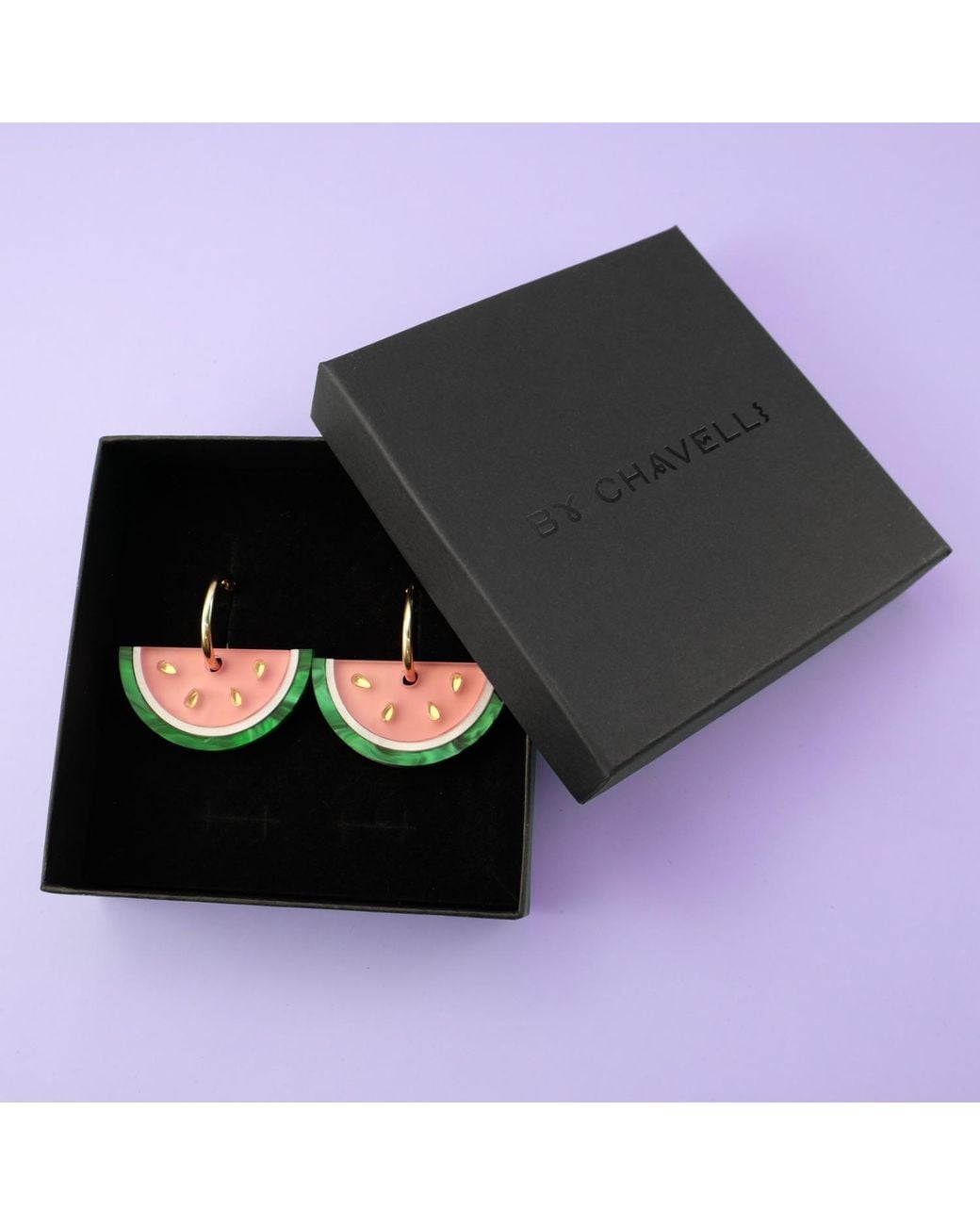 By Chavelli Green Watermelon Slice Hoop Earrings