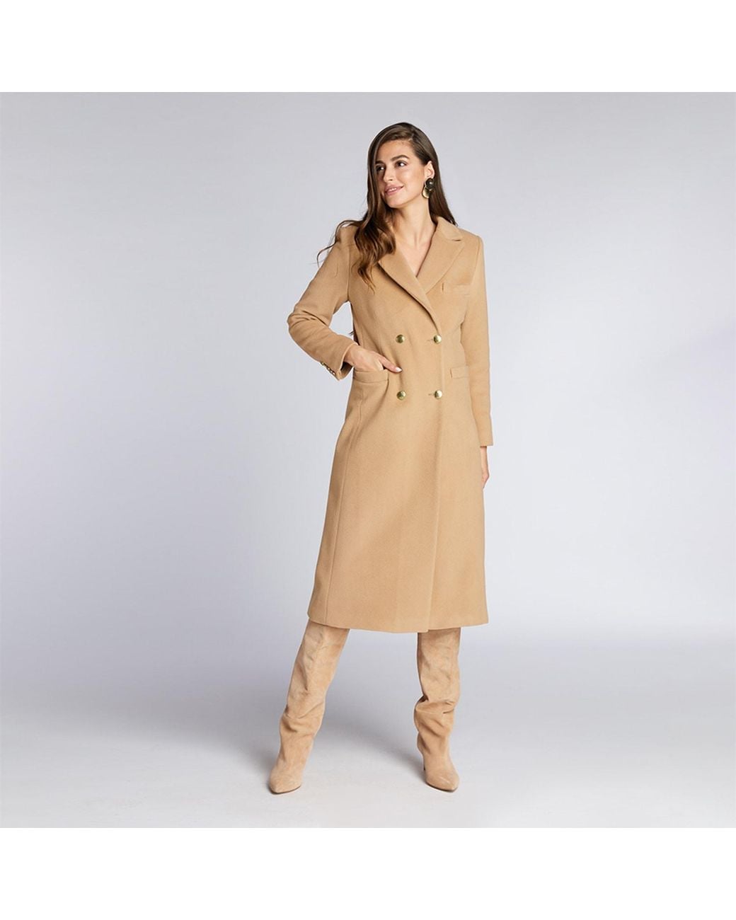 ALINA CERNĂTESCU Natural Neutrals Forum Double-Breasted Midi Wool Coat