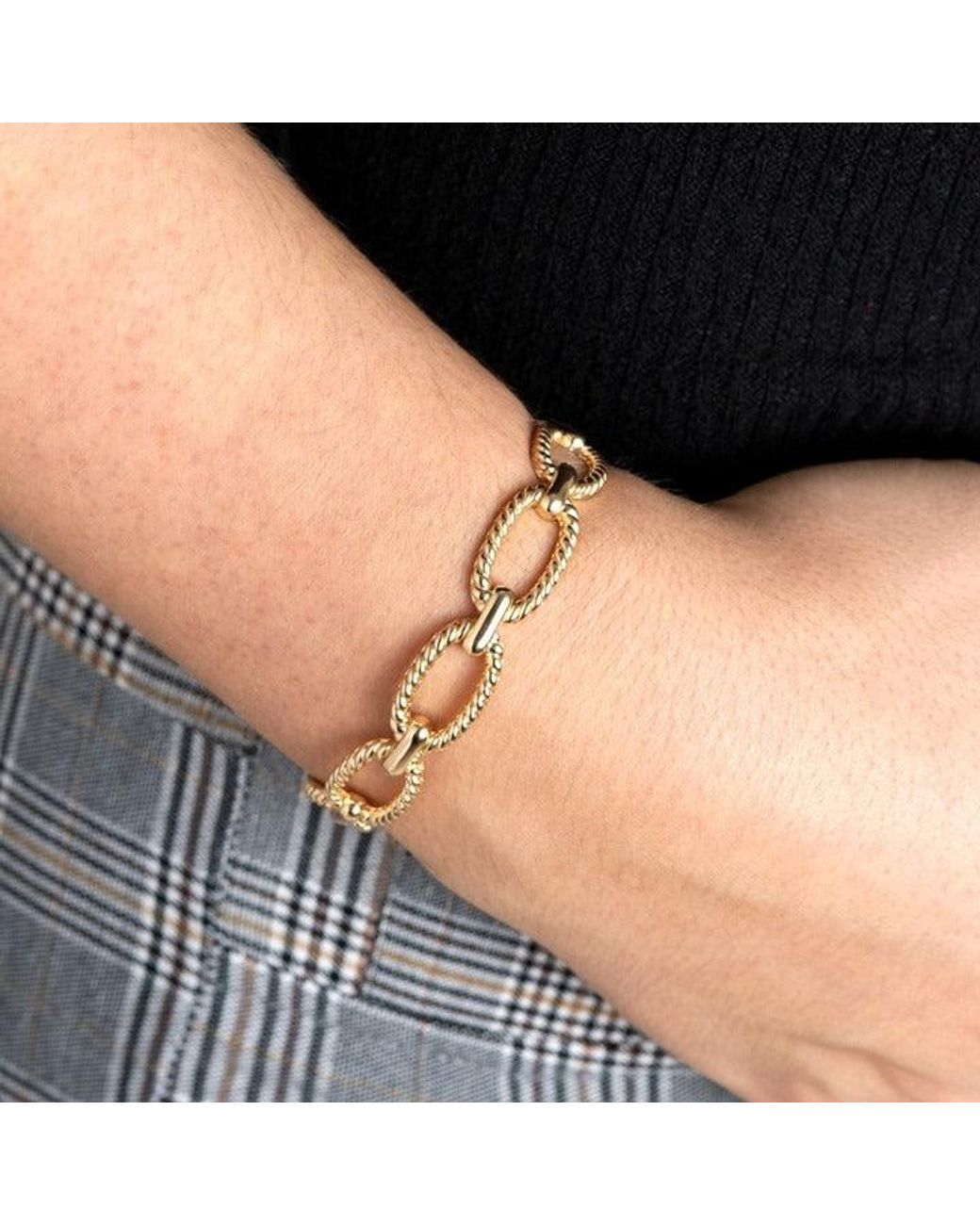 Sophelia Metallic Vermeil Textured Paperclip Link Bracelet