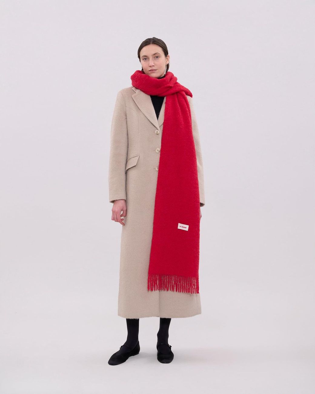 La Granni Red Oversized Alpaca Scarf