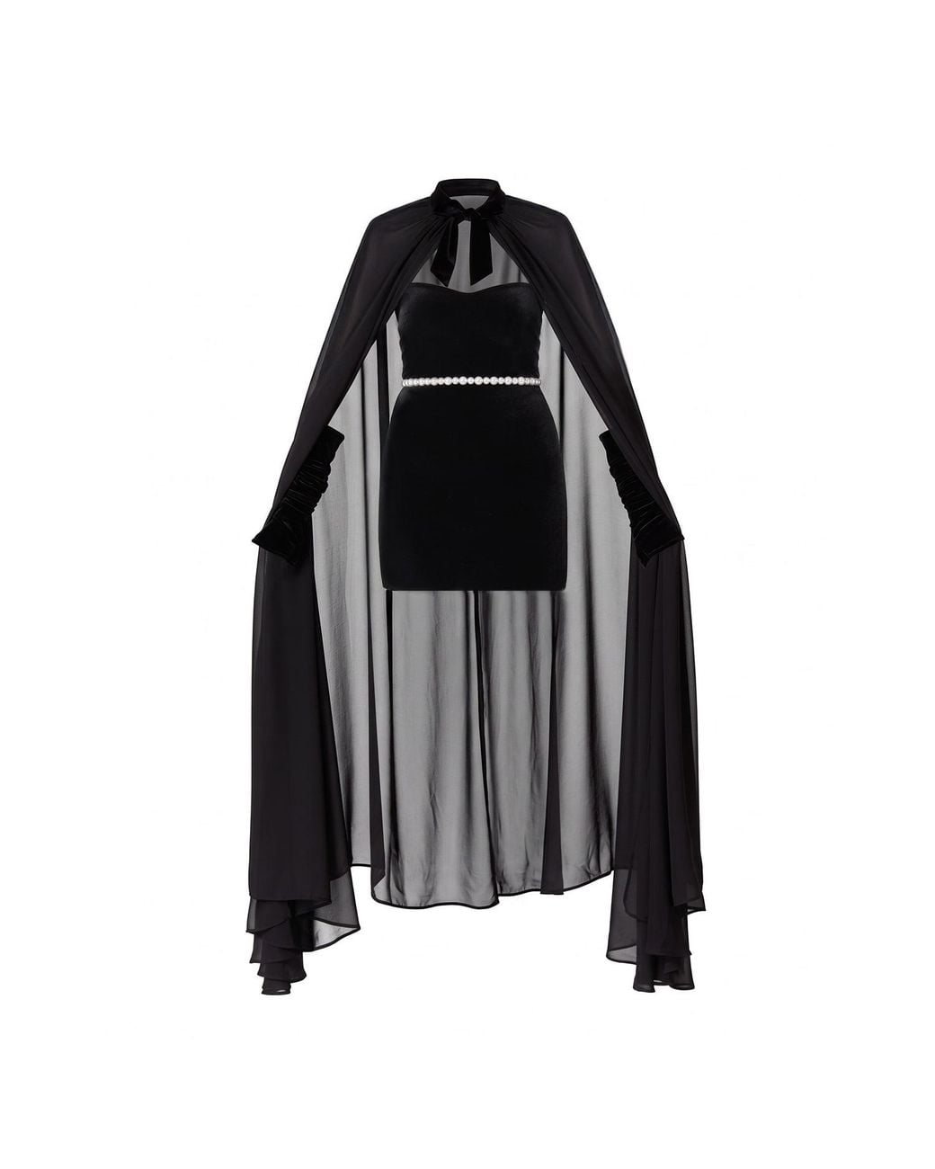 Nur Karaata Black Valentina Cape Mini Dress
