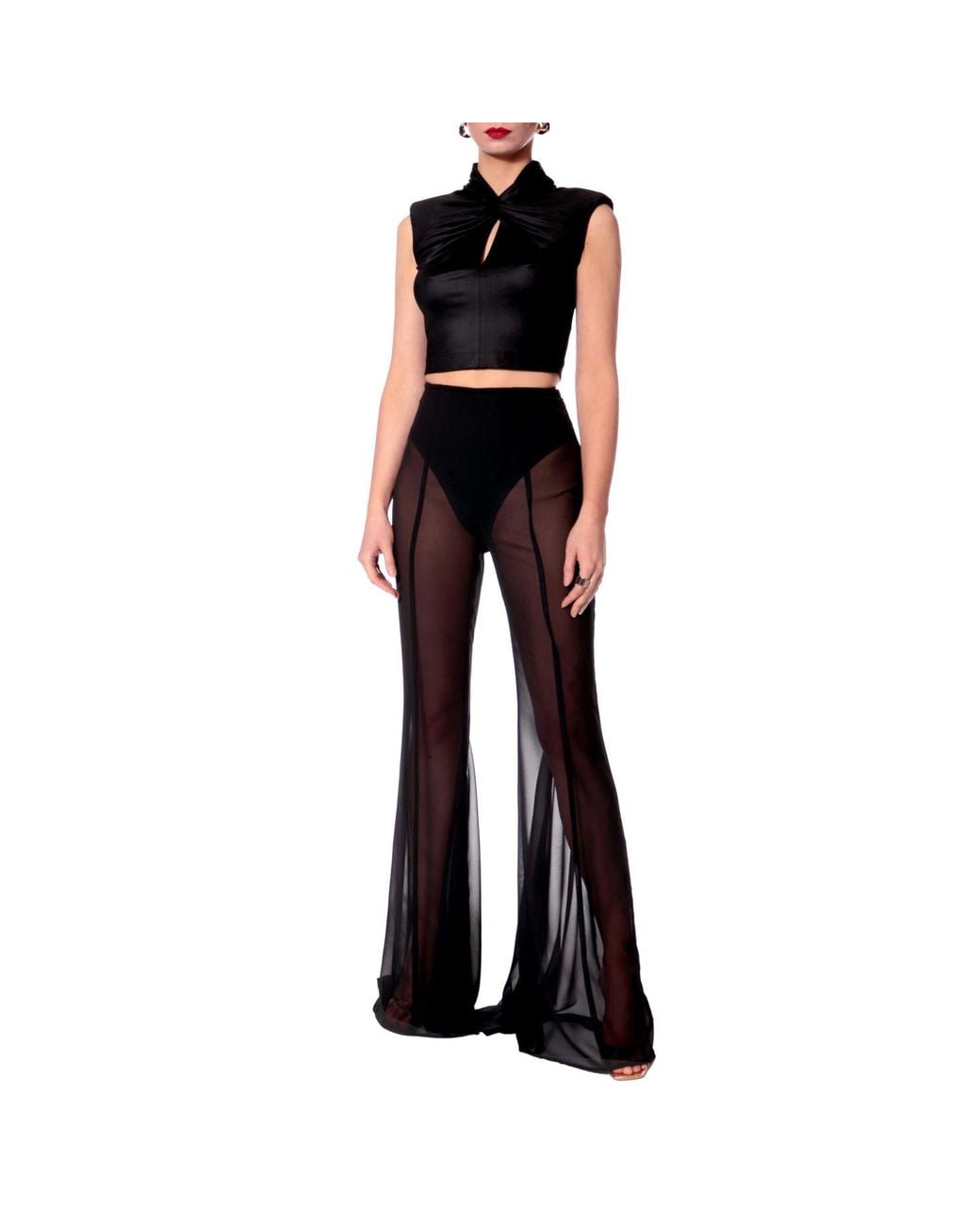 AGGI by HALEWSKI Black Ada Power Sleeveless Crop Top