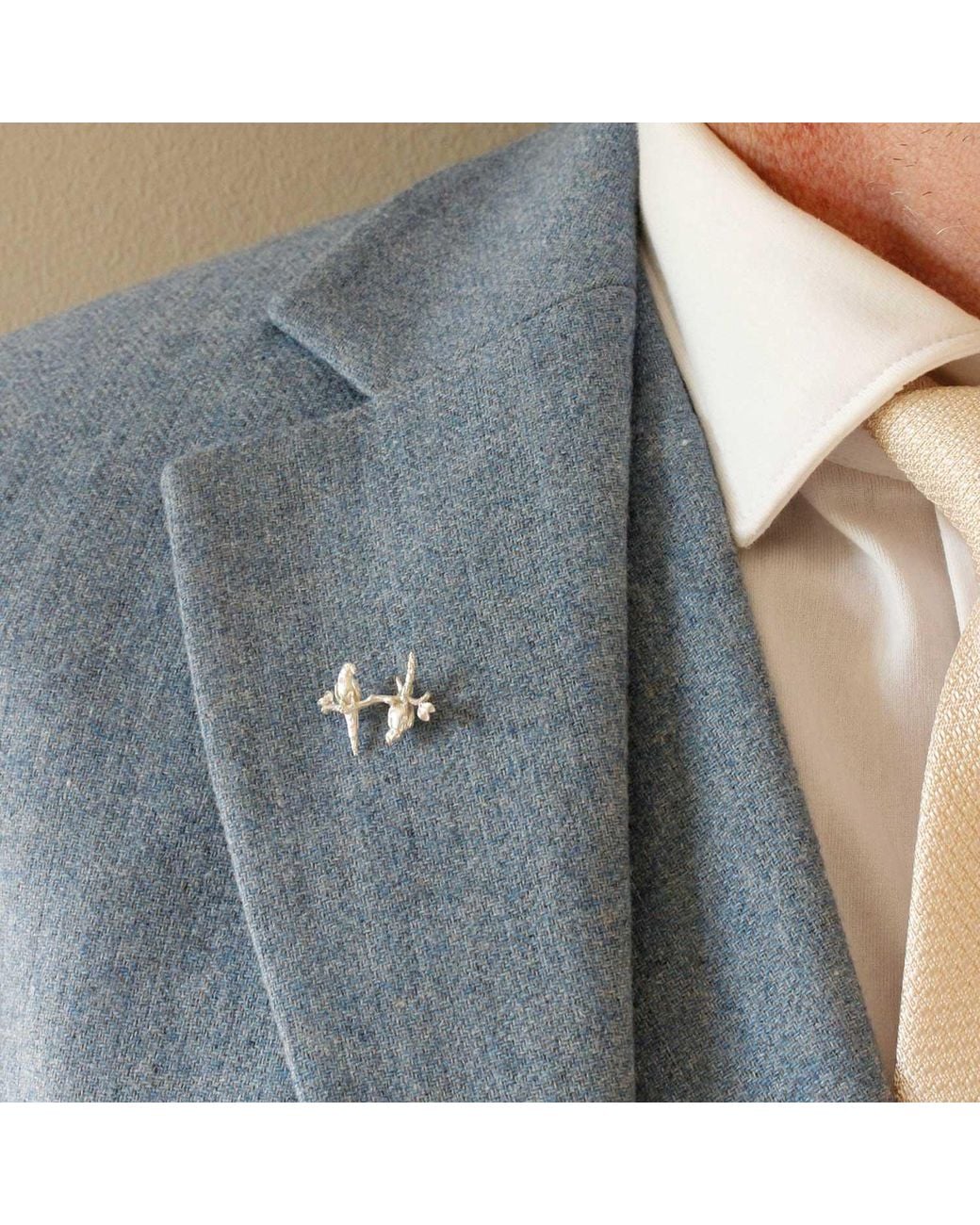 Lee Renee Metallic Parakeet Lapel Pin – Two Friends On A Branch – for men