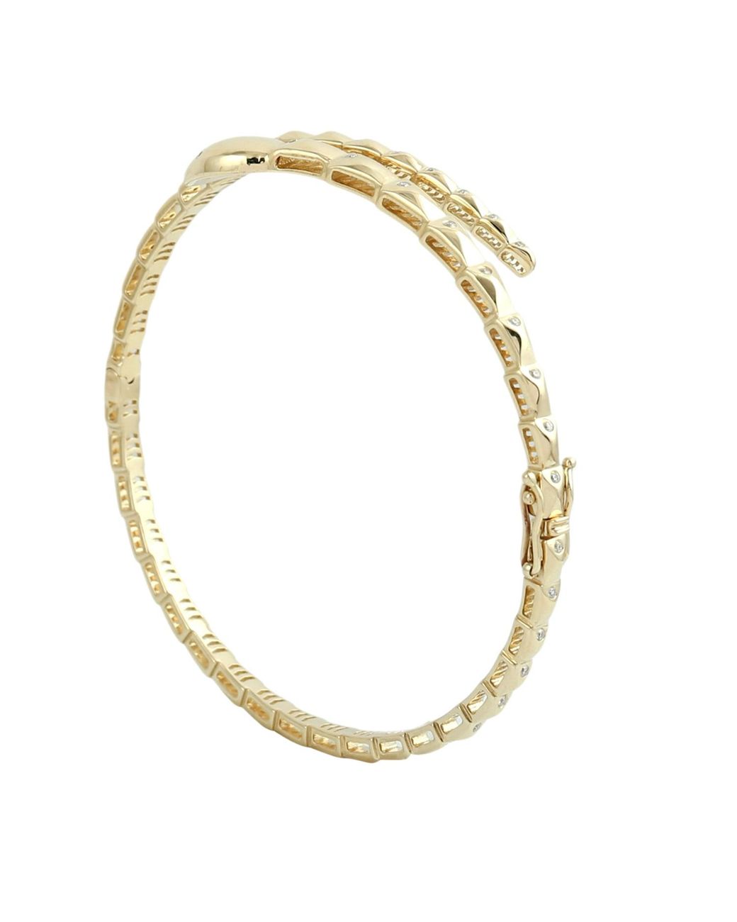 Artisan Metallic Diamond Snake Wrap Bangle Bracelet