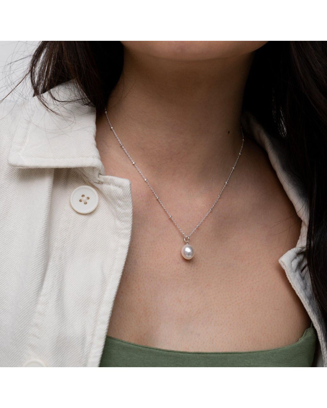 Dower & Hall Metallic Large Oval Luna Pearl Pendant