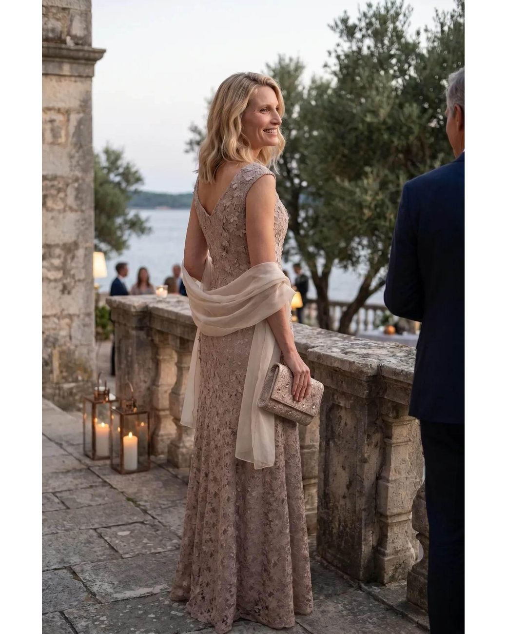 Luna Fashion House Natural Neutrals Maxi Lace Gown, Bruna