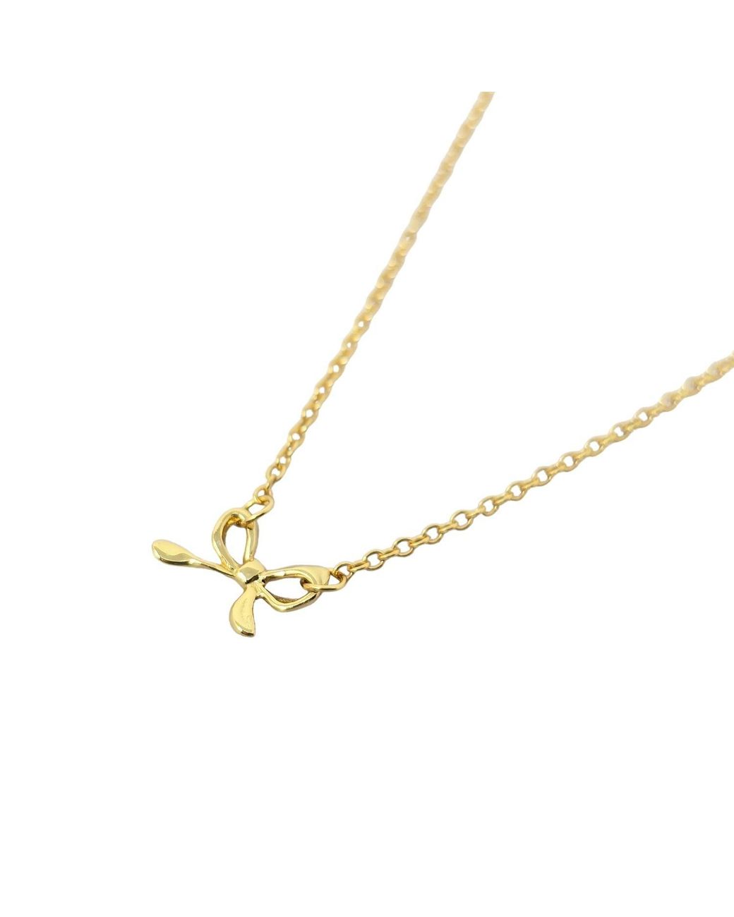 Harfi Metallic Tiny Small Bow Tie Ribbon Plated Necklace
