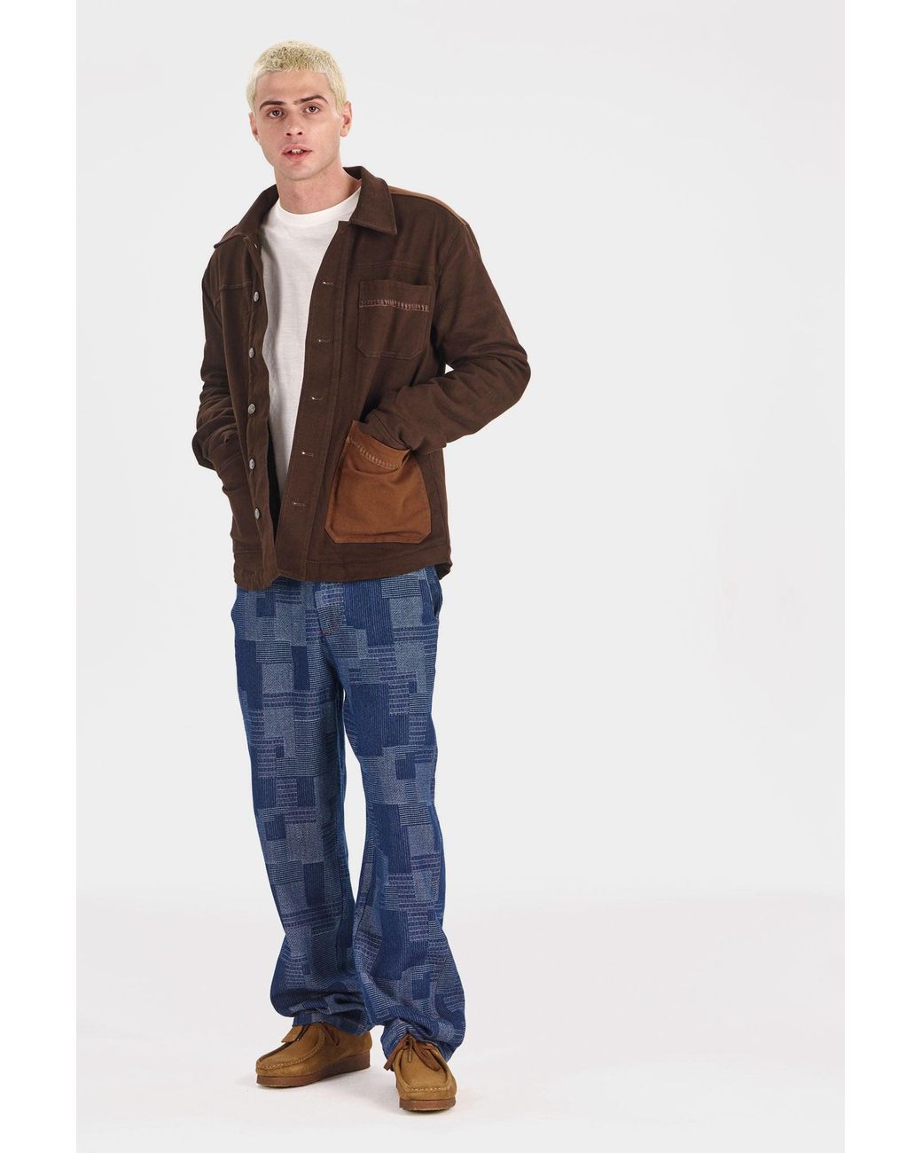 Komodo Brown Christophe Fleece Lined Organic Cotton Coat for men