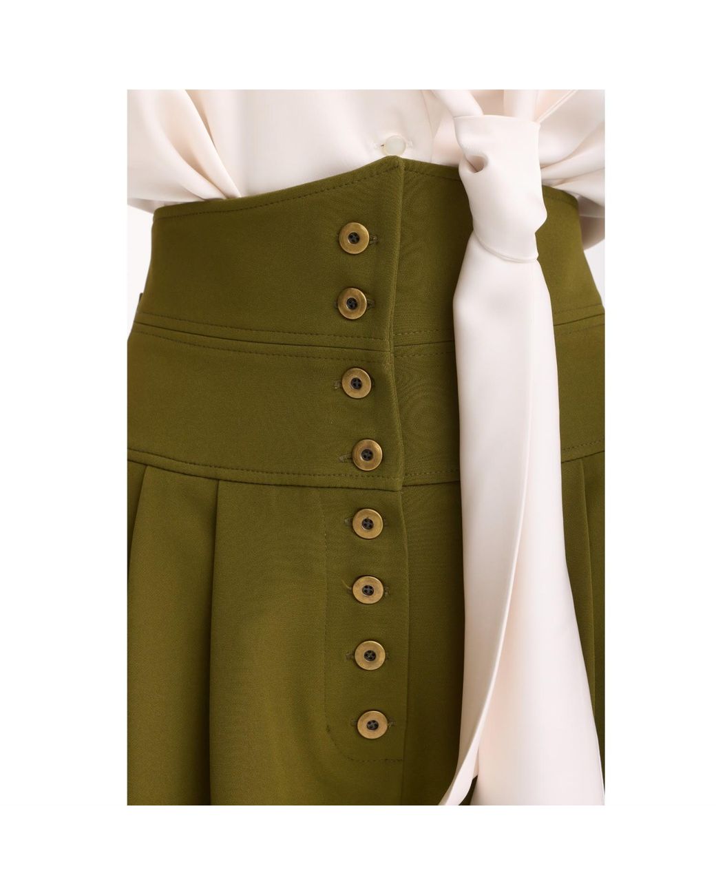 Julia Allert Green High-Waisted Cargo Culotte Shorts –