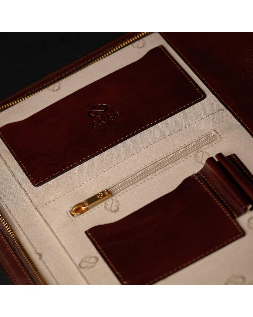 Time Resistance Brown Leather Documents Folder Organizer