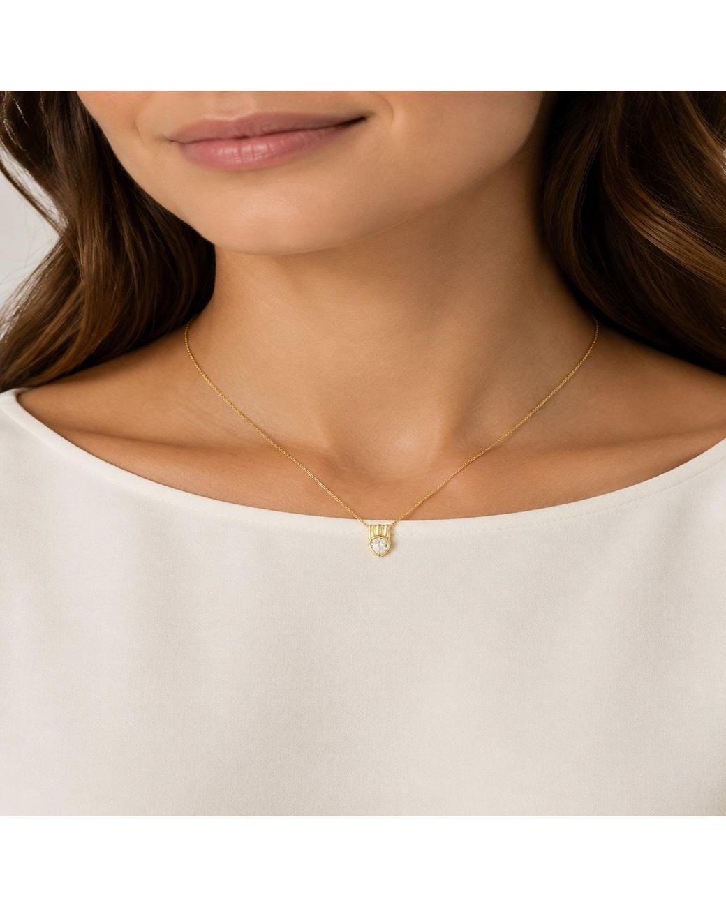 Artisan Metallic 14K Bezel Pear Diamond Pendant Necklace