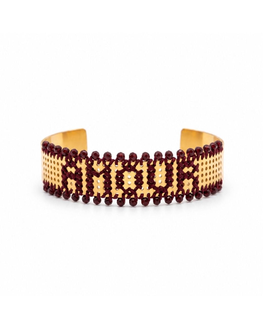 L'EIGHT STUDIO Red Plated Beaded Cuff Bracelet – Amour Burgundy