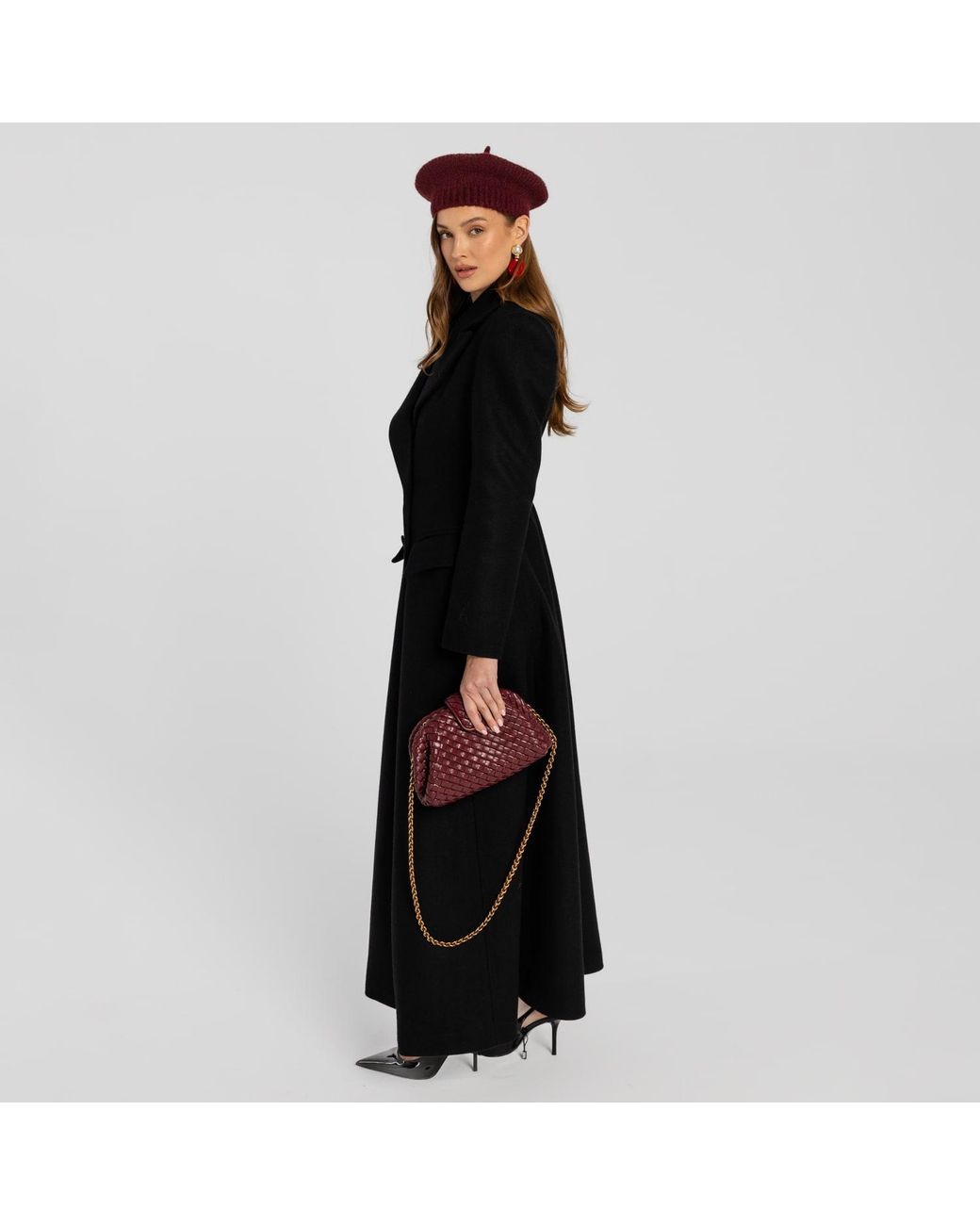Mandragora Black Wool Double Breasted Long Coat Thoren