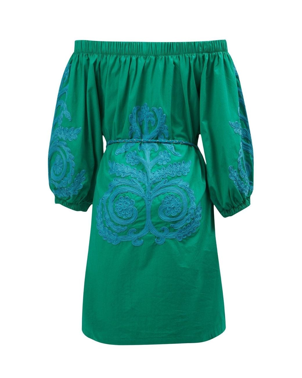 Peraluna Green Masumi Embroidered Mini Dress